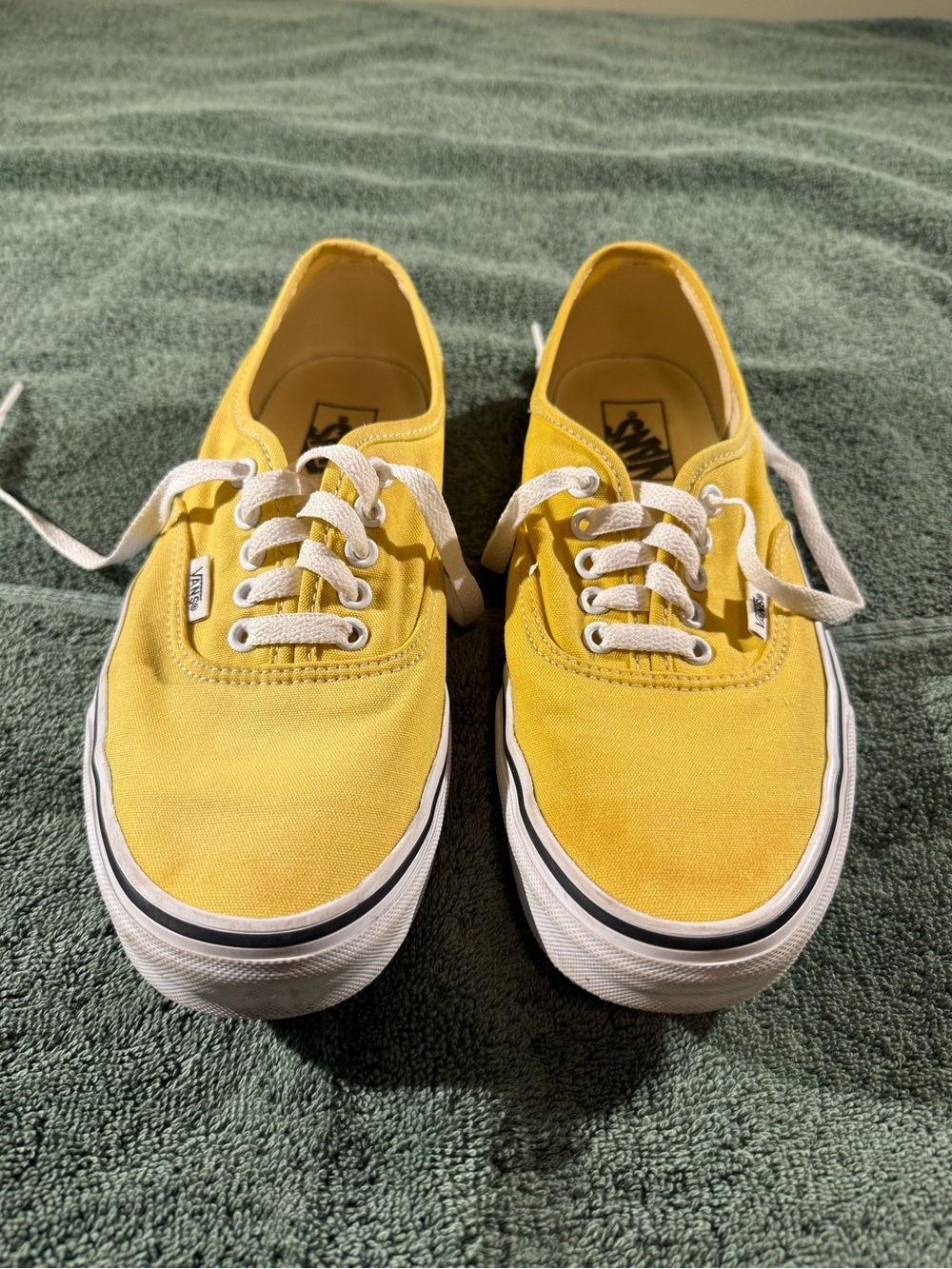 Vans Yellow Canvas Low Top Sneakers with White Accents Preppy Whimsical Y2K